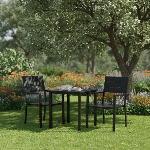 Zestaw 2 krzeseł ogrodowych na taras balkon stal HDPE - czarne MultiGarden