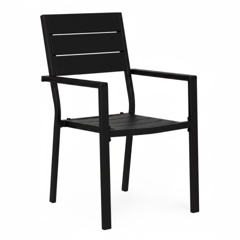 Zestaw 2 krzeseł ogrodowych na taras balkon stal HDPE - czarne MultiGarden