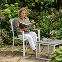 Zestaw 2 krzeseł ogrodowych na taras balkon stal HDPE szare białe MultiGarden