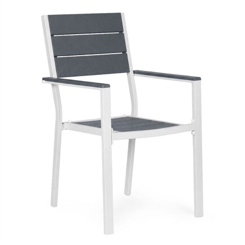 Zestaw 2 krzeseł ogrodowych na taras balkon stal HDPE szare białe MultiGarden