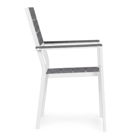 Zestaw 2 krzeseł ogrodowych na taras balkon stal HDPE szare białe MultiGarden