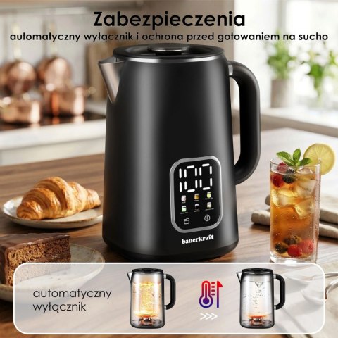 Czajnik elektryczny bezprzewodowy 1,7l smart z regulacją temperatury obrotowy czarny