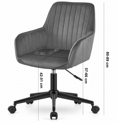 Fotel biurowy krzesło obrotowe z szerokim oparciem welur aksamit czarne