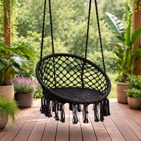 Fotel wiszący boho huśtawka ogrodowa bocianie gniazdo czarny MultiGarden