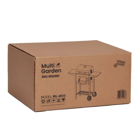 Grill węglowy ogrodowy z pokrywą regulacja rusztu termometr popielnik MultiGarden