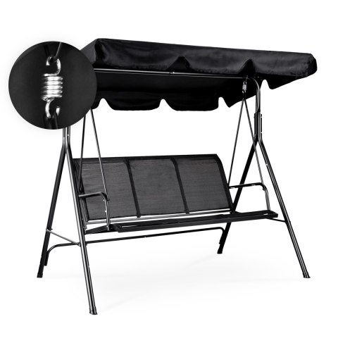 Huśtawka ogrodowa 3-osobowa bujana wolnostojąca stalowa czarna MultiGarden