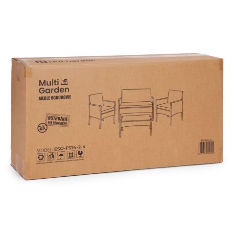 Komplet mebli ogrodowych z technorattanu ławka stolik krzesła ciemny brąz MultiGarden