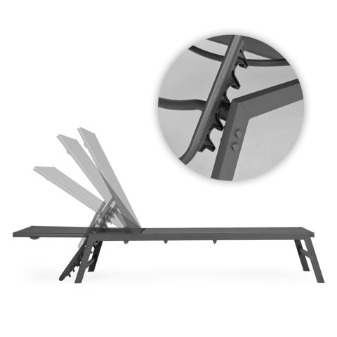 Leżak ogrodowy plażowy leżanka regulacja oparcia stalowa konstrukcja szary MultiGarden