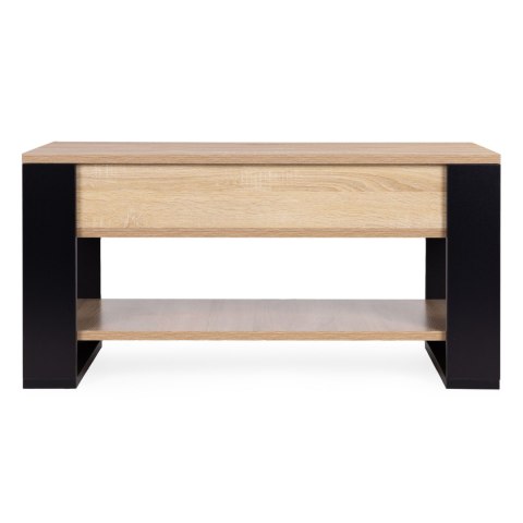 Stolik kawowy rozkładany blat podnoszony 90 cm schowek półka dąb sonoma ModernHome