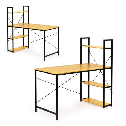 BIURKO KOMPUTEROWE BIUROWE STÓŁ + REGAŁ PÓŁKI LOFT JASNY DĄB MODERNHOME