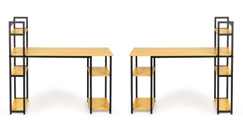 BIURKO KOMPUTEROWE BIUROWE STÓŁ + REGAŁ PÓŁKI LOFT JASNY DĄB MODERNHOME