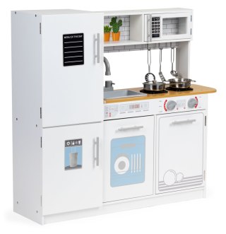 DREWNIANA KUCHNIA DLA DZIECI ŚWIATŁO LED + GARNKI ECOTOYS