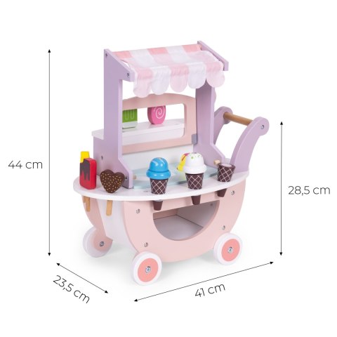 DREWNIANY WÓZEK LODZIARNIA DLA DZIECI SKLEP 12 ELEMENTÓW ECOTOYS
