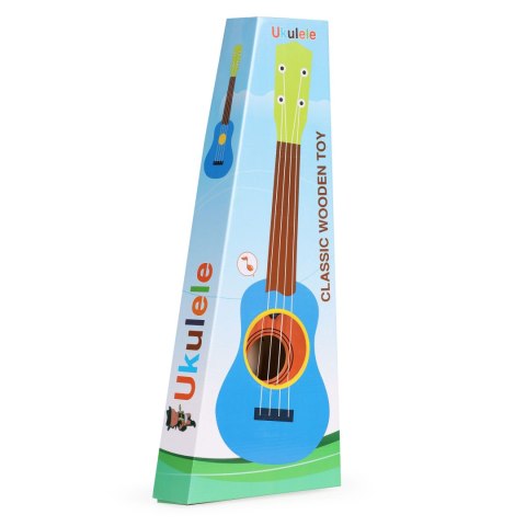 GITARA UKULELE DLA DZIECI DREWNIANA 4 STRUNY NYLONOWE ECOTOYS