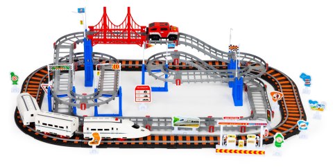 KOLEJKA I AUTO NA BATERIE DWA TORY MIASTO 108 ELEMENTÓW