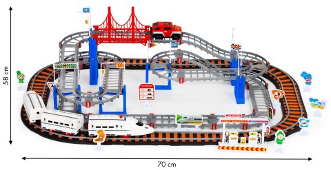KOLEJKA I AUTO NA BATERIE DWA TORY MIASTO 108 ELEMENTÓW
