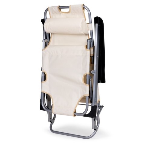 LEŻAK FOTEL OGRODOWY PLAŻOWY SKŁADANY 2W1 LEŻANKA BEŻOWY MULTIGARDEN