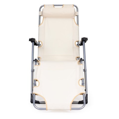 LEŻAK FOTEL OGRODOWY PLAŻOWY SKŁADANY 2W1 LEŻANKA BEŻOWY MULTIGARDEN