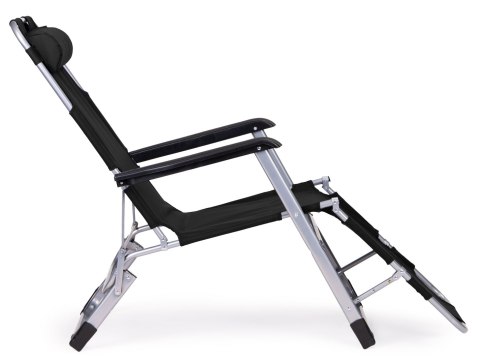 LEŻAK FOTEL OGRODOWY PLAŻOWY SKŁADANY 2W1 LEŻANKA CZARNY MULTIGARDEN