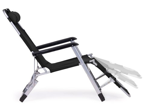 LEŻAK FOTEL OGRODOWY PLAŻOWY SKŁADANY 2W1 LEŻANKA CZARNY MULTIGARDEN