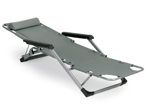 LEŻAK FOTEL OGRODOWY PLAŻOWY SKŁADANY 2W1 LEŻANKA SZARY MULTIGARDEN