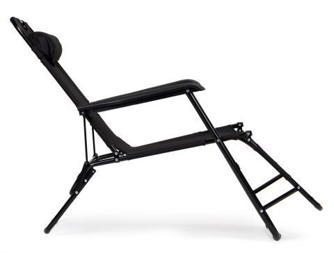 LEŻAK OGRODOWY Z ZAGŁÓWKIEM SKŁADANA KONSTRUKCJA CZARNY MULTIGARDEN