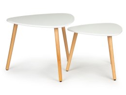 STOLIK KAWOWY ZESTAW 2 SZT SKANDYNAWSKI BIAŁY BLAT