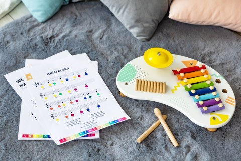 STOLIK Z INSTRUMENTAMI STÓŁ MUZYCZNY CYMBAŁKI +18M ECOTOYS