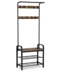 WIESZAK STOJAK NA UBRANIA REGAŁ NA BUTY DREWNIANY LOFT