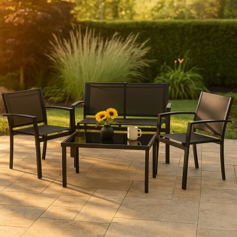 ZESTAW MEBLI OGRODOWYCH STÓŁ ŁAWKA FOTELE METAL MULTIGARDEN
