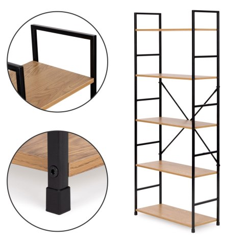 REGAŁ DREWNIANY SZEROKI NOWOCZESNY LOFT 5 PÓŁEK MODERNHOME