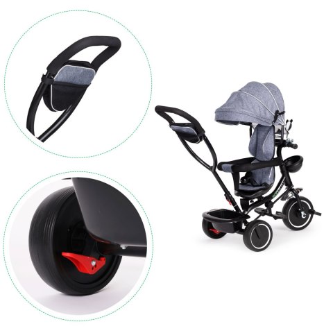 ROWEREK TRÓJKOŁOWY Z OBRACANYM SIEDZENIEM DASZEK SZARY ECOTOYS