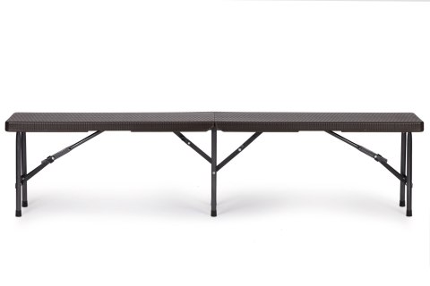 ZESTAW CATERINGOWY STÓŁ BANKIETOWY 180 CM 2 ŁAWKI RATAN BRĄZ MODERNHOME