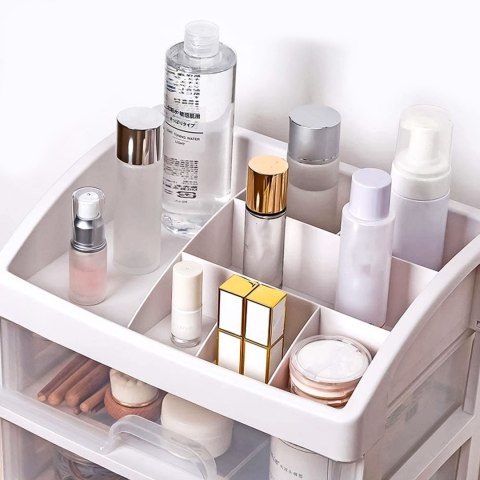 ORGANIZER NA KOSMETYKI Z SZUFLADAMI I PRZEGRODAMI BIAŁY MODERNHOME