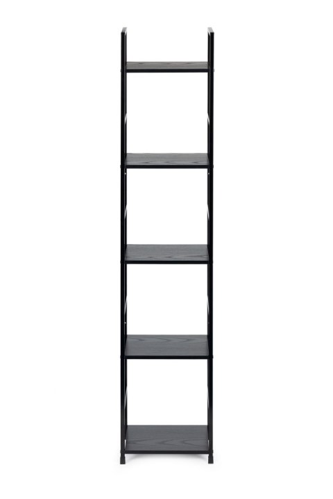 REGAŁ DREWNIANY NOWOCZESNY METALOWA RAMA LOFT 5 PÓŁEK CZARNY MODERNHOME
