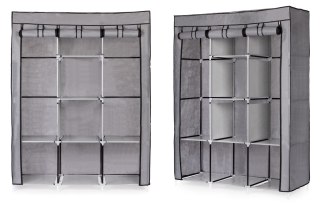 SZAFA TEKSTYLNA DUŻA MATERIAŁOWA GARDEROBA Z PÓŁKAMI NA UBRANIA I BUTY MODERNHOME