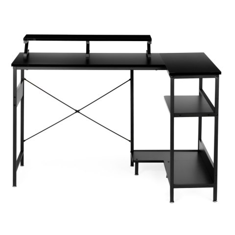 BIURKO NAROŻNE KOMPUTEROWE STÓŁ 3 PÓŁKI CZARNY MODERNHOME