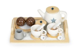 DREWNIANY ZESTAW DO HERBATY DZBANEK FILIŻANKI 17 ELEMENTÓW ECOTOYS