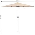 DUŻY PARASOL OGRODOWY SKOŚNY ŁAMANY Z KORBĄ 6 ŻEBER BEŻOWY 270 CM MULTIGARDEN