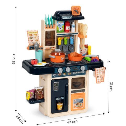 KUCHNIA DLA DZIECI DŹWIĘKI LED GENERATOR PARY 42 AKCESORIA GRANATOWA