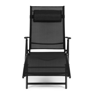 LEŻAK PLAŻOWY OGRODOWY SKŁADANY LEŻANKA REGULACJA OPARCIA STALOWA KONSTRUKCJA CZARNY MULTIGARDEN