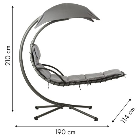 LEŻANKA HUŚTAWKA OGRODOWA HAMAK FOTEL WISZĄCY KOSZ SZARA MULTIGARDEN