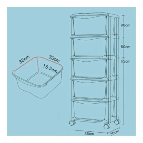 PLASTIKOWY REGAŁ NA KÓŁKACH SZAFKA SZUFLADY SZAFA PO08