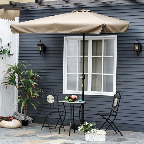 PROSTOKĄTNY DUŻY PARASOL OGRODOWY SKOŚNY ŁAMANY Z KORBĄ BEŻOWY 200X140 CM MULTIGARDEN