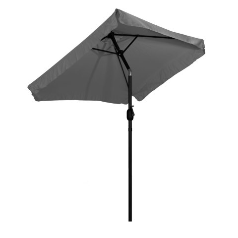 PROSTOKĄTNY DUŻY PARASOL OGRODOWY SKOŚNY ŁAMANY Z KORBĄ SZARY 200X140 CM MULTIGARDEN