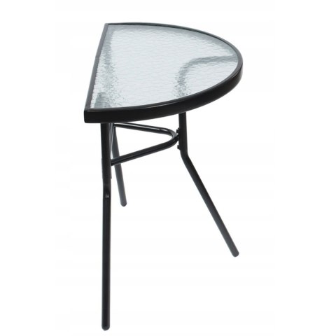 STOLIK SZKLANY KAWOWY NA BALKON TARAS PATIO PÓŁOKRĄGŁY CZARNY