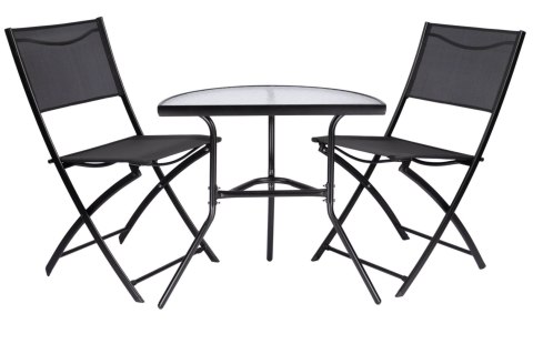 STOLIK SZKLANY KAWOWY NA BALKON TARAS PATIO PÓŁOKRĄGŁY CZARNY