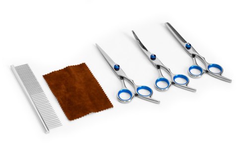 ZESTAW GROOMERSKI DO STRZYŻENIA PSÓW KOTÓW NOŻYCZKI GRZEBIEŃ ETUI PETSI