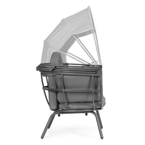 FOTEL OGRODOWY KOKON ZE SKŁADANYM DASZKIEM SZARY MODERNHOME