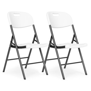 KOMPLET 2 KRZESEŁ SKŁADANYCH ZESTAW CATERINGOWY METAL HDPE BIAŁE MODERNHOME